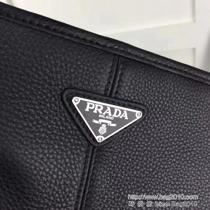 普拉達PRADA原單 2VE378黑色原單荔枝紋 PRADA男士單肩斜挎包 PHY1601